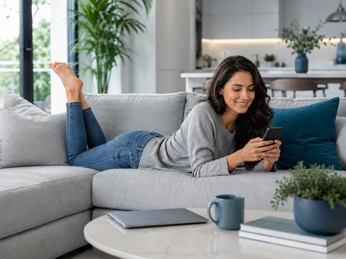 Entspanntes Arbeiten von zu Hause mit Smartphone